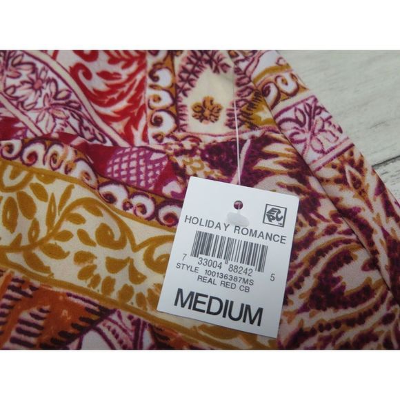 JM Collection 100136387MS Women's Sz M Real Red Holiday Romance V-Neck Blouse - Picture 7 of 8